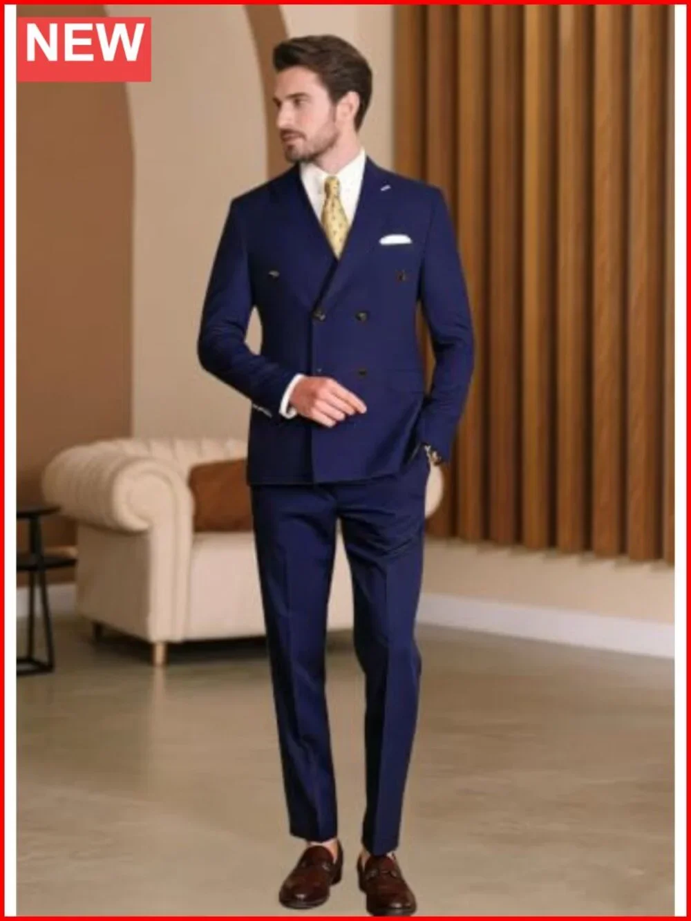 Men's 2 Piece Double Breasted Suit Slim Fit Tuxedo Set Formal
